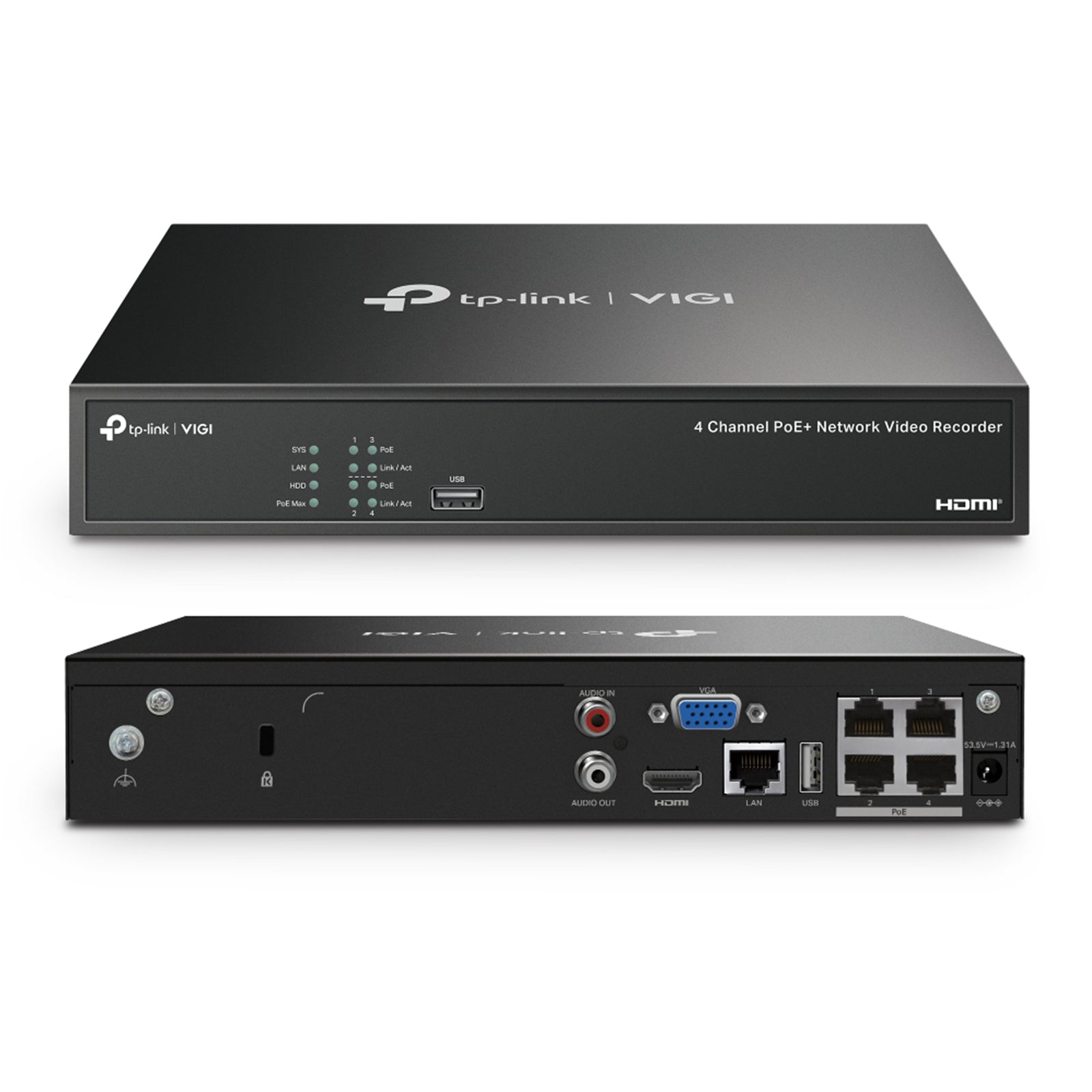 VIGI 4 x 4MP Full-Color Turret IPC & 4 Channel PoE+ NVR KIT w/ 2TB