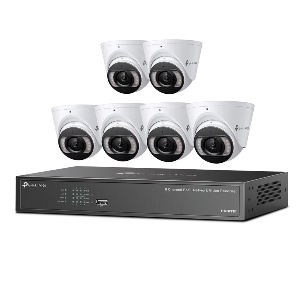 VIGI 6 x 4MP Full-Colour Turret IPC & 8 Channel PoE+ NVR KIT w/ 2TB